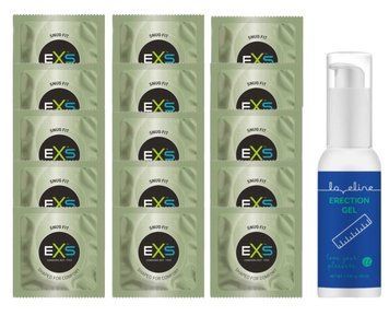 Комплект EXS Snug Fit 15 шт + Erection Gel, 50 мл &ndash; Loveline SOS14885 фото