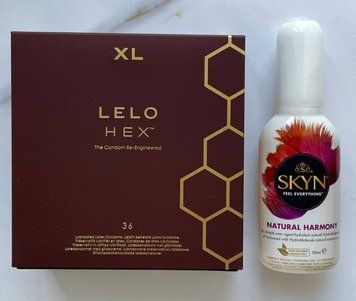 Комплект LELO HEX Respect XL 36 шт, тонкий и суперпрочный, увеличенный размер + Лубрикант на водной основе SKYN NATURAL HARMONY, 80 мл SOS1248 фото