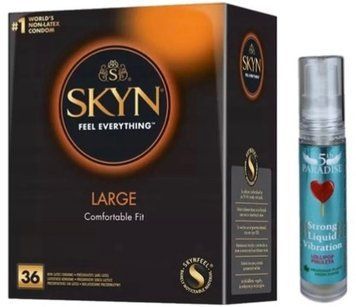 Набір з SKYN Large (36 шт) + Рідкий вібратор 5th Paradise Liquid Vibrator &mdash; Льодяник (10 мл) SOS9958 фото