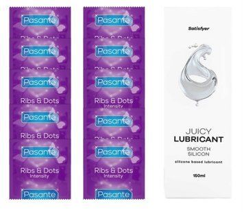 Комплект Pasante Intensity 10шт. + Лубрикант Satisfyer Juicy Lubricant Smooth Silicon 150 мл SOS11607 фото