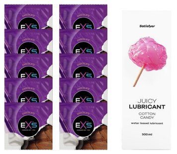 Комплект: из EXS Chocolate 10 шт + Лубрикант Satisfyer Juicy Cotton Candy water based 300 млКомплект: из EXS Chocolate 10 шт + Лубрикант Satisfyer Juicy Cotton Candy water based 300 мл SOS11316 фото