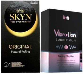 Набір з SKYN ORIGINAL 24 шт + Рідкий вібратор Intt Vibration Bubble Gum (15 мл) SOS10008 фото