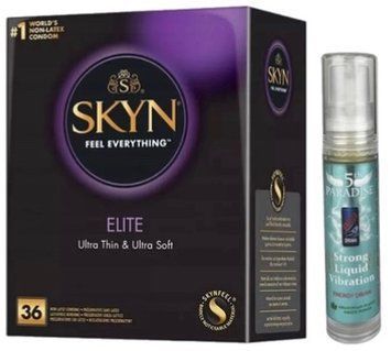 Набір з SKYN Elite 36 шт + Рідкий вібратор 5th Paradise Liquid Vibrator &mdash; Енергетичний напій (10 мл) SOS10254 фото