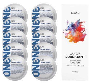 Комплект ONE Classic 10 шт. + Лубрикант Satisfyer Juicy Lubricant Euphoric Orgasm (300 мл) SOS12306 фото