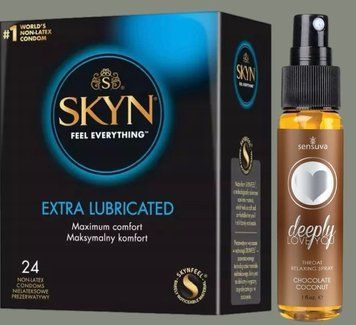 Набор SKYN Extra Lube 24 шт + Спрей Sensuva Deeply Love You Chocolate Coconut (29 мл) SOS5849 фото