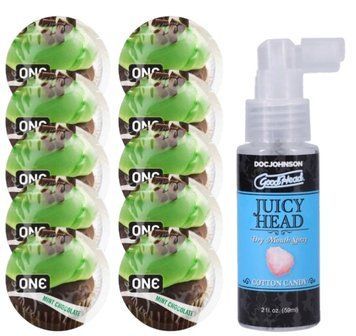 Комплект ONE Mint Chocolate 10 шт + Doc Johnson GoodHead Juicy Head Dry Mouth Spray Cotton Candy (59 мл) SOS13852 фото