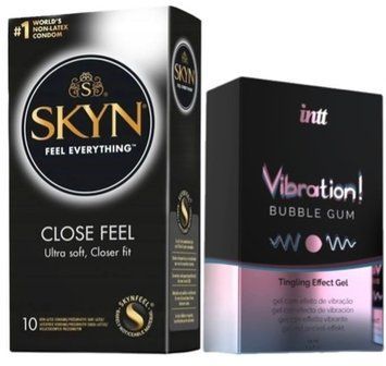 Набор из SKYN Close Feel (10 шт) + Жидкий вибратор Intt Vibration Bubble Gum (15 мл) SOS9808 фото