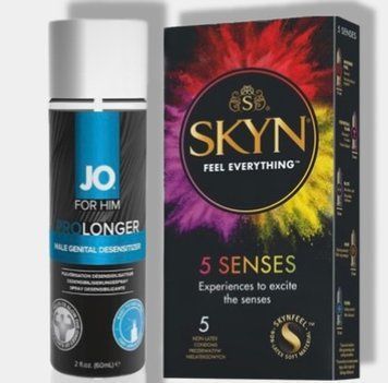 SKYN 5 Senses 5 шт + Пролонгатор System JO Prolonger Spray with Benzocaine (60 мл) SOS5799 фото