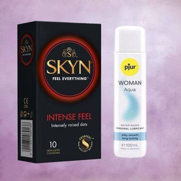 Набор SKYN Intense Feel 10 шт и Лубрикант pjur Woman Aqua 100 мл SOS4382 фото