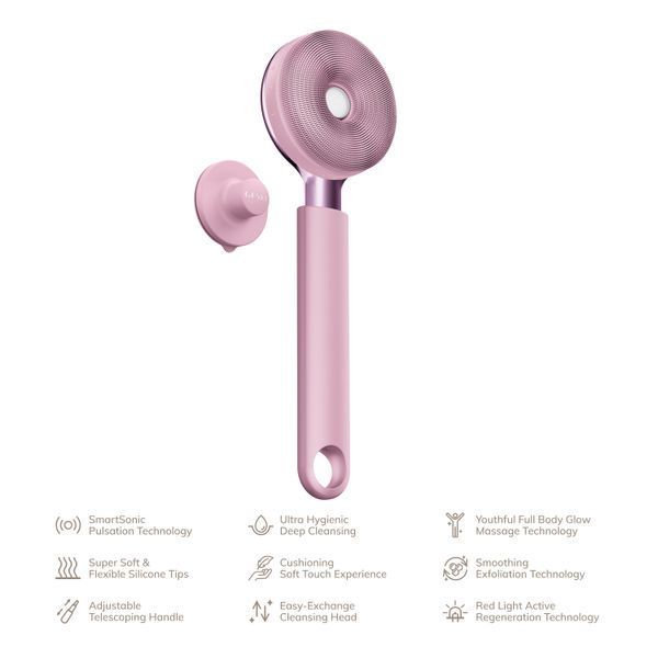 Звуковая светодиодная щетка для всего тела GESKE Sonic LED Full-Body Brush&Intensive Exfoliator 9в1 pink HB0390 фото