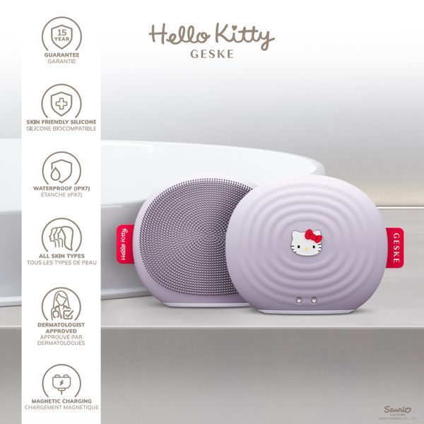 Электронная ультразвуковая щетка для лица GESKE Sonic Facial Brush 4в1 Hello Kitty purple HB0242 фото