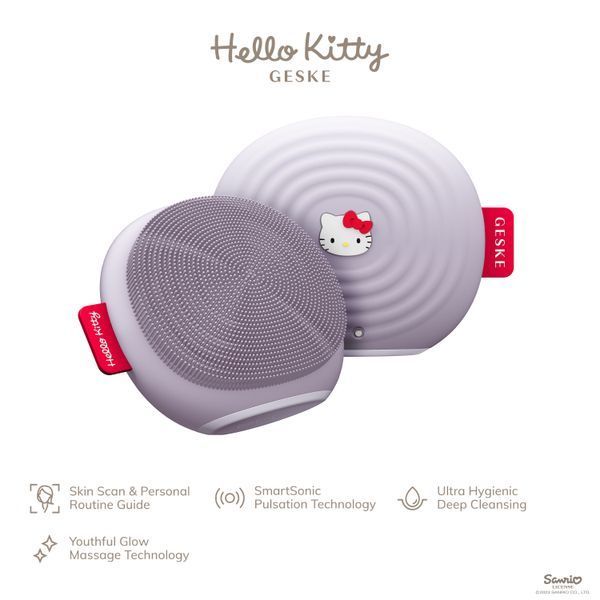 Электронная ультразвуковая щетка для лица GESKE Sonic Facial Brush 4в1 Hello Kitty purple HB0242 фото