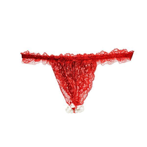 Набор Intt BRAZILIAN PANTY RED: трусики на резинке S-XL с жемчужным кольцом + клубничная смазка SO7128 фото