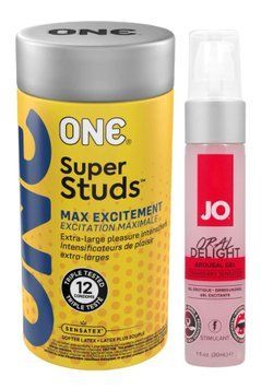 Комплект 12 шт ONE Super Studs + Гель System JO Oral Delight - Strawberry Sensation (30 мл) SOS6193 фото