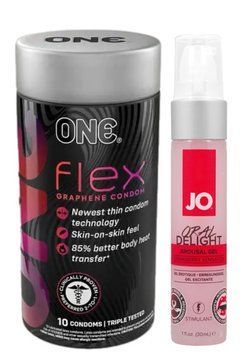 Комплект Набір 10 штук ONE Flex графен + Гель System JO Oral Delight Strawberry Sensation (30 мл) SOS6236 фото