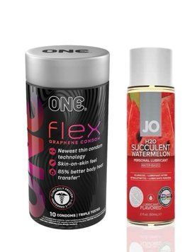 ONE Flex 10 шт. + Смазка на водной основе System JO H2O &mdash; Watermelon (60 мл) SOS6382 фото
