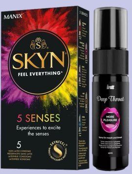 Комплект SKYN 5 Senses + Спрей Intt Deep Throat Oral Spray (12 мл) SOS5459 фото