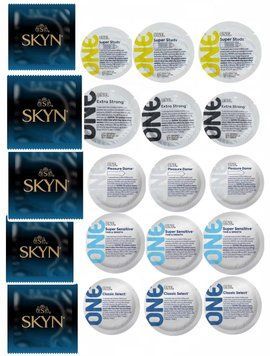 Набор Skyn и One из 20 шт: Elite , Studs , Classic , Sensitive , Strong , Dome SOS488 фото