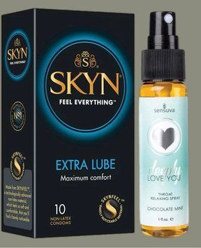 Набір Skyn Extra Lube 10 штук + Спрей Sensuva Deeply Love You Chocolate Mint (29 мл) SOS5214 фото