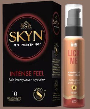 Комплект SKYN Intense Feel 10 шт+Гель INTT Lick Me Kissable Gel Peach 50 мл SOS5700 фото