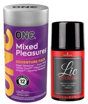Комплект 12 шт ONE Mixed Pleasures + Гель Sensuva Lic-o-licious Watermelon (50 мл) SOS6101 фото