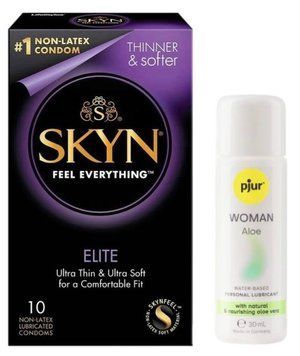 Комплект SKYN Elite 10 шт + Pjur Woman Aloe 30 мл SOS13161 фото