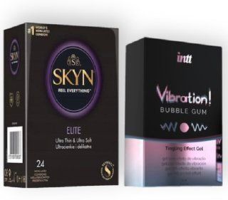 SKYN Elite, 24 шт + Intt Vibration Bubble Gum (15 мл) SOS7008 фото