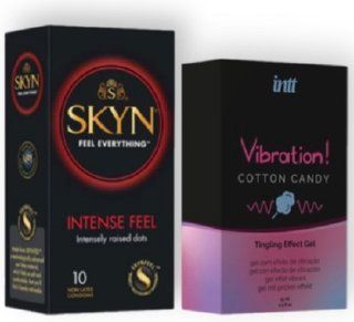SKYN Intense Feel 10 шт + Intt Vibration Cotton Candy (15 мл) SOS6958 фото
