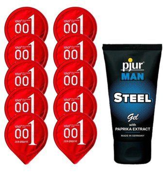 Комплект OLO Warming 001 10 шт + pjur MAN Steel Gel (50 мл) SOS14429 фото