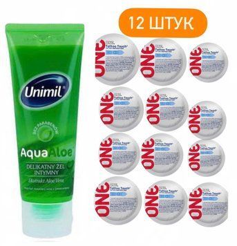 Набор ONE Tattoo Touch 12 шт. + Лубрикант Unimil AquaAloe, 80 мл. SOS1298 фото