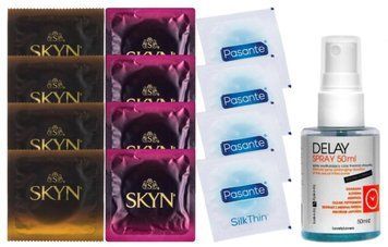 Комплект: Пролонгатор LOVELY LOVERS DELAY SPRAY 50 ML + 8 шт SKYN + 4 шт Pasante Silk SOS10833 фото