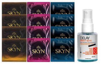 Комплект: Пролонгатор LOVELY LOVERS DELAY SPRAY 50 ML + 8 шт. SKYN + 4 шт. SKYN Extra Lube SOS10877 фото