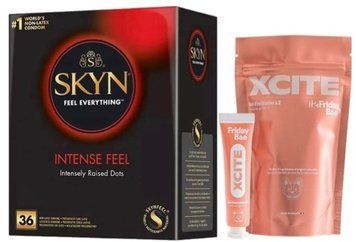 Набір з SKYN Intense Feel (36 шт)  + рідки вібратор Friday Bae XCITE (15 мл) SOS9859 фото