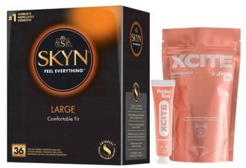Набір з SKYN Large (36 шт) + Рідкий вібратор Friday Bae XCITE (15 мл)  SOS9959 фото