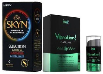 Набір з SKYN Selection (9 шт) + Рідкий вібратор Intt Vibration Ganjah (15 мл) SOS9709 фото