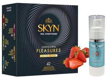 Набір з SKYN Pleasures (42 шт) + Рідкий вібратор 5th Paradise Liquid Vibrator &mdash; Полуниця (30 мл)  SOS10055 фото