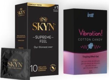 Skyn Supreme Feel 10 шт + Intt Vibration Cotton Candy (15 мл) SOS7108 фото
