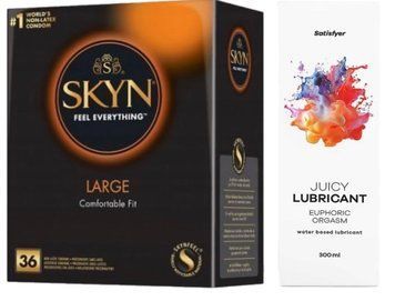 Комплект Лубрикант Satisfyer Juicy Lubricant Euphoric Orgasm 300 мл + SKYN Large 36 шт SOS12659 фото