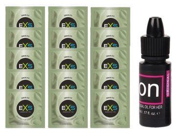 Комплект EXS Snug Fit 15 шт + ON Arousal Oil for Her Original, 5 мл SOS14936 фото