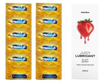 Набор Pasante Naturelle 10 шт. + Лубрикант Satisfyer Blast Berry (300 мл) SOS12057 фото