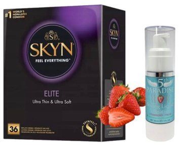 Набір з SKYN Elite 36 шт + Рідкий вібратор 5th Paradise Liquid Vibrator &mdash; Полуниця (30 мл) SOS10255 фото