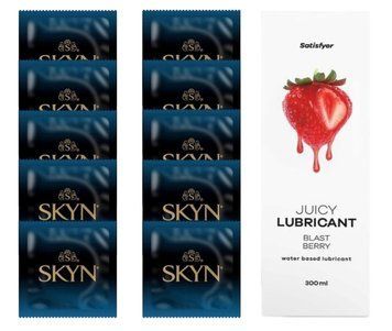 Комплект SKYN Extra Lube 10 шт. + Лубрикант Satisfyer Juicy Lubricant Blast Berry 300 мл SOS12559 фото