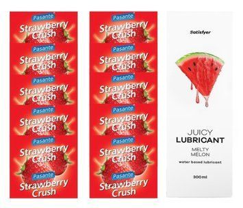 Комплект Pasante Strawberry 10шт. + Лубрикант Satisfyer Juicy Lubricant Melty Melon 300 мл SOS11658 фото
