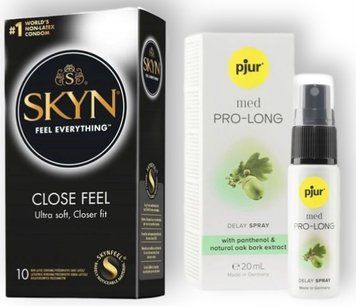 Набір з SKYN Close Feel (10 шт) + Пролонгатор pjur MED Prolong Spray &mdash; 20 мл SOS8938 фото