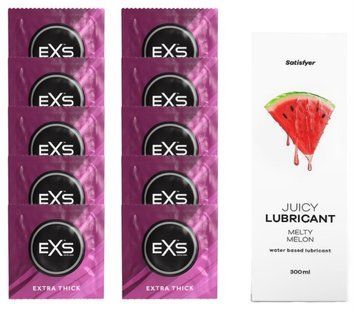 Набор: EXS Extra Thick 10 шт. + Лубрикант Satisfyer Melty Melon 300 мл SOS11166 фото