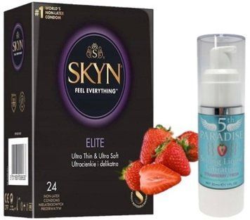 Набор из SKYN Elite (24 шт) + Жидкий вибратор 5th Paradise Liquid Vibrator &mdash; Клубника (30 мл) SOS10155 фото