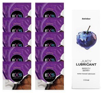 Комплект: из EXS Chocolate 10 шт + Лубрикант Satisfyer Juicy Breezy Berry water based 300 мл SOS11317 фото