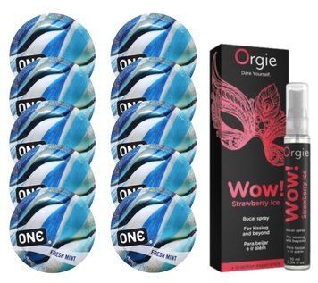 Комплект ONE Fresh Mint 10 шт + WOW! &ndash; Strawberry Ice, 10 мл, ORGIE SOS13803 фото