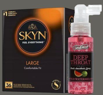 Комплект SKYN Large, 36 шт + Спрей Doc Johnson GoodHead DeepThroat Spray - Watermelon 59 мл SOS5414 фото