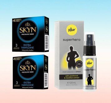 Skyn Extra Lube 6 шт и спрей pjur Superhero 20 ml SOS6332 фото